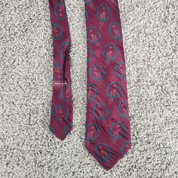 Giorgio Armani Other - Giorgio Armani Cravette Silk Tie Maroon Necktie Geometric 3.5 x 56 Made‎ Italy